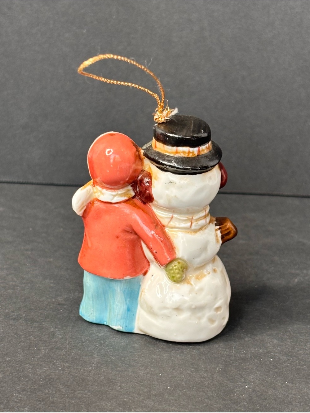 Vtg Bronson ImportsCeramic Hanging Decorative Snowman & Child Christmas Ornament - Picture 3 of 10